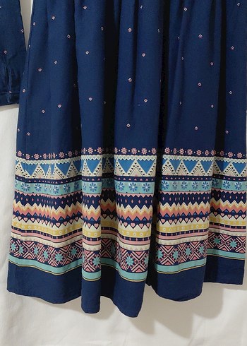 Etnik desenli Renkli Bohem Kız Elbisesi - Görsel 2