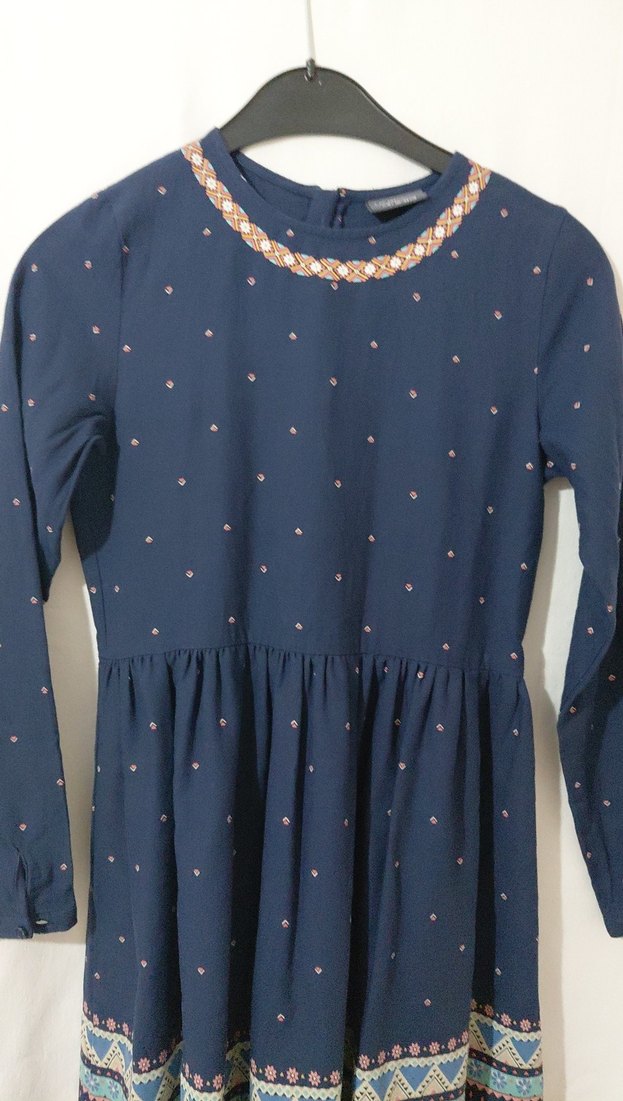 Etnik desenli Renkli Bohem Kız Elbisesi - Görsel 5