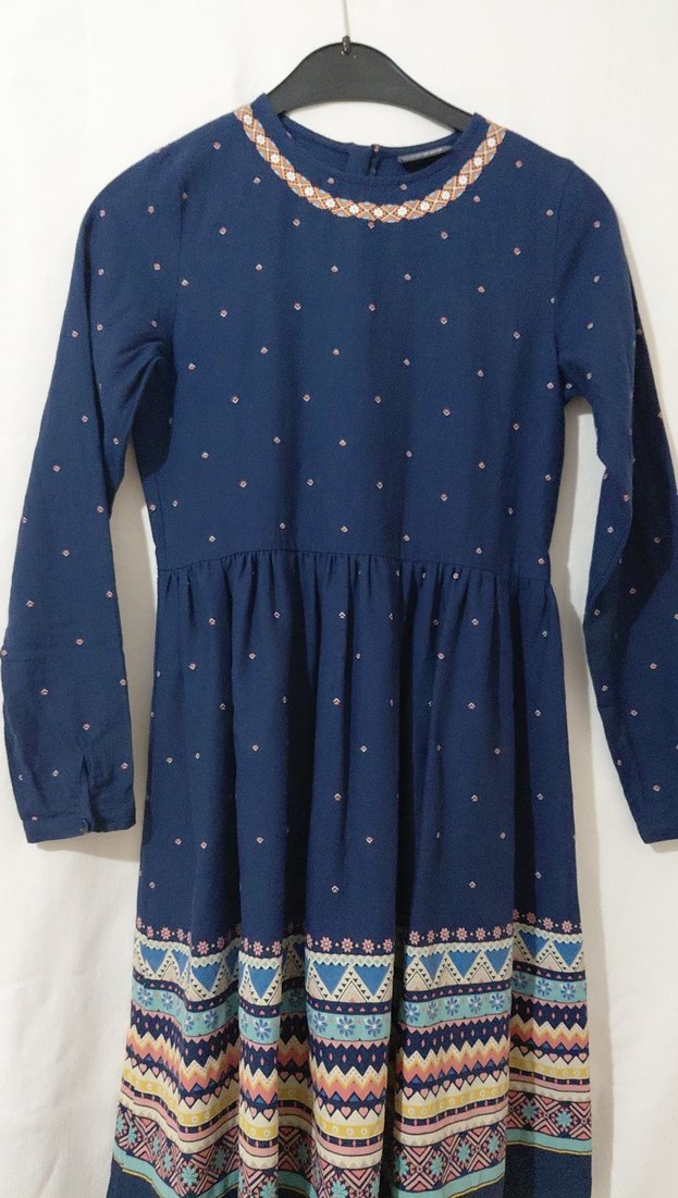 Etnik desenli Renkli Bohem Kız Elbisesi - Görsel 4