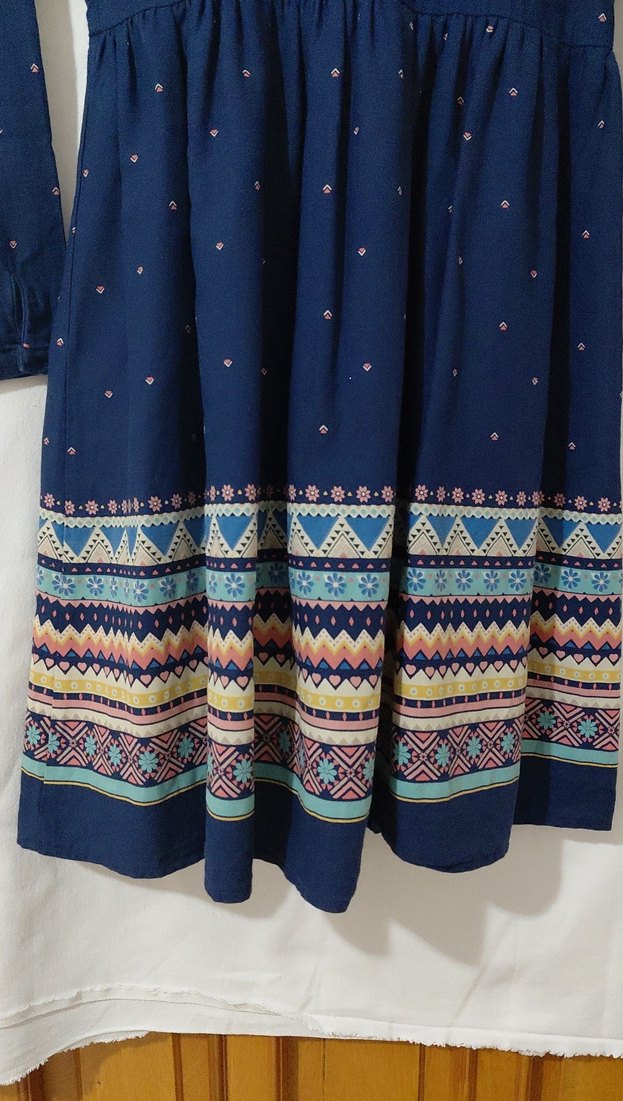 Etnik desenli Renkli Bohem Kız Elbisesi - Görsel 2