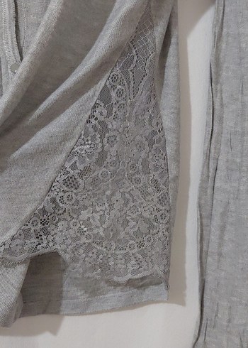 Gri Düğmeli Kadın Triko Hırka - Görsel 6