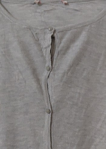 Gri Düğmeli Kadın Triko Hırka - Görsel 5