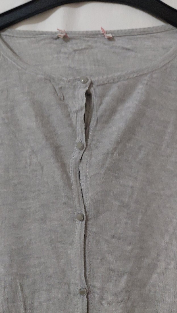 Gri Düğmeli Kadın Triko Hırka - Görsel 5