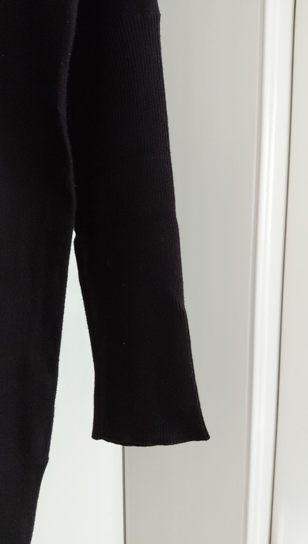 Siyah Kadın Örgü Yün Kazak - Görsel 2