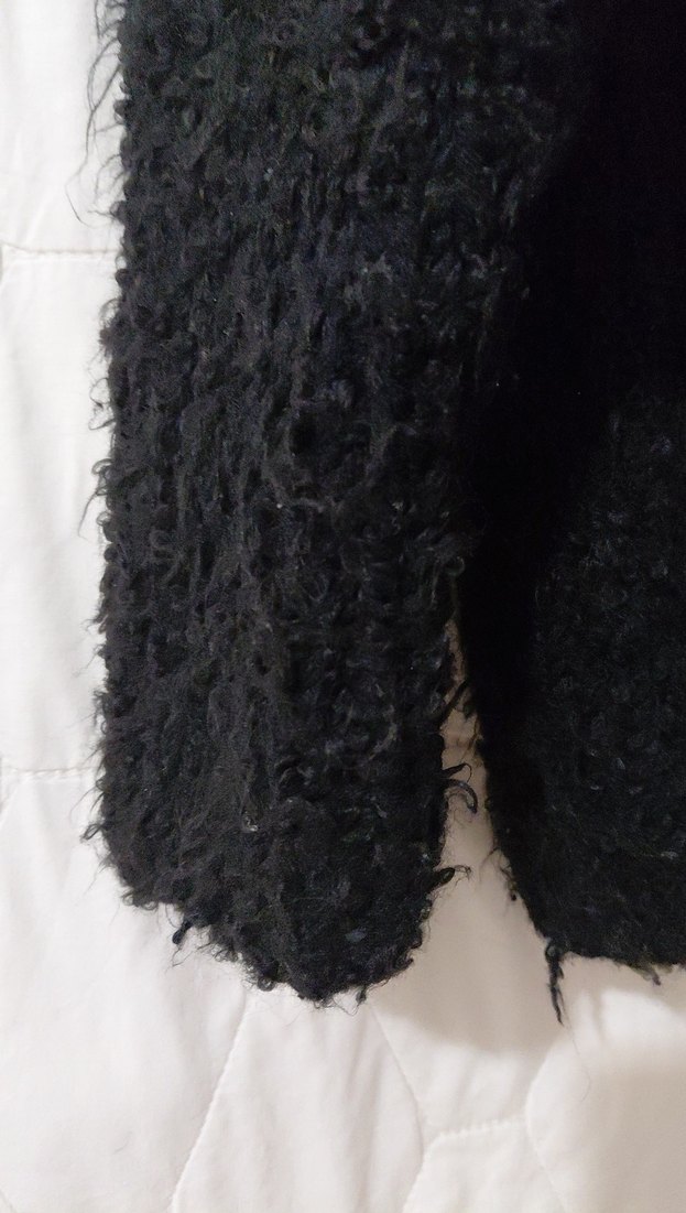 Siyah Kapüşonlu Örgü Kadın Kazak - Görsel 5