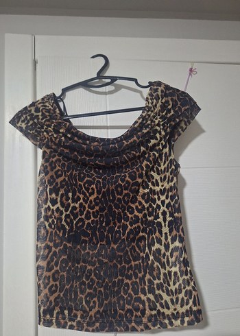 Leopar Desenli Madonna Yaka Mini Bluz - Görsel 2