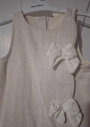 Kız Çocuk Beyaz Fiyonklu Elbise - Görsel 3