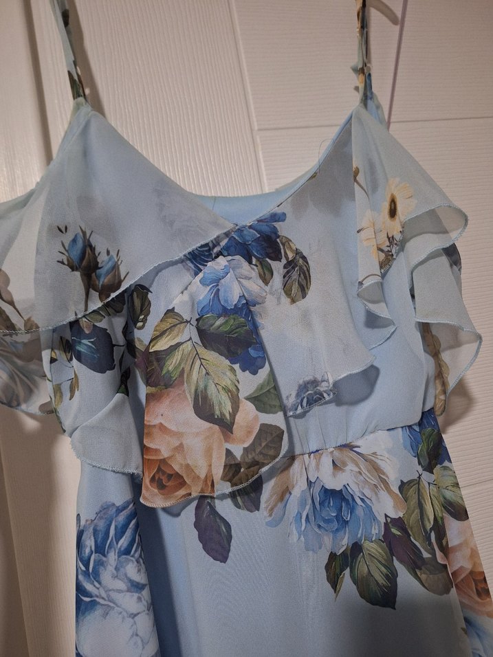 Mavi Çiçekli Elbise - Görsel 3