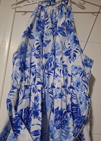 Mavi Beyaz Askılı Elbise - Görsel 3