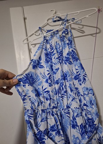 Mavi Beyaz Askılı Elbise - Görsel 2