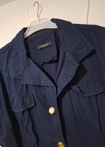 Lacivert Gömlek Elbise - Görsel 3