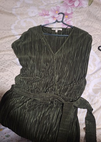 V Yaka Koton Elbise - Görsel 4