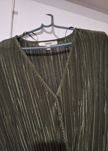 V Yaka Koton Elbise - Görsel 3