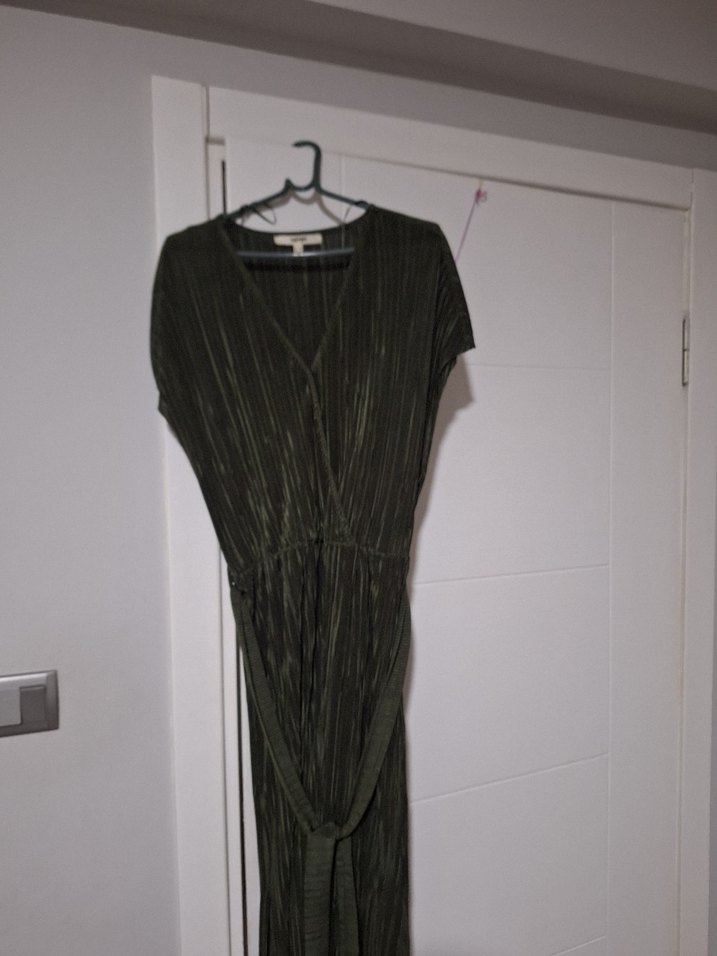 V Yaka Koton Elbise - Görsel 2