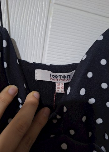 Koton Siyah Askılı Puantiyeli Elbise - Görsel 3