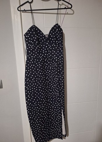 Koton Siyah Askılı Puantiyeli Elbise - Görsel 6