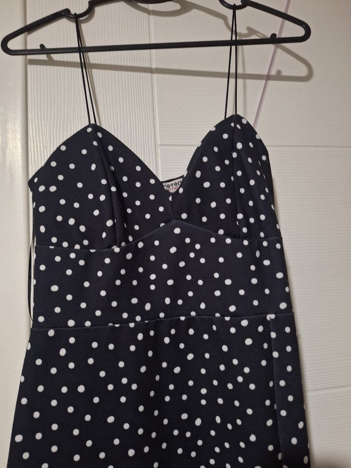 Koton Siyah Askılı Puantiyeli Elbise - Görsel 2