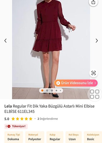 Bordo Midi Kadın Elbise - Görsel 2