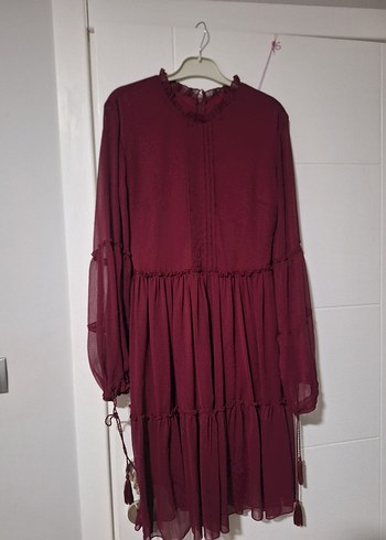 Bordo Midi Kadın Elbise - Görsel 6