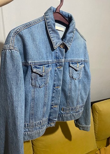Zara Mavi Düğmeli Kadın Denim Ceket