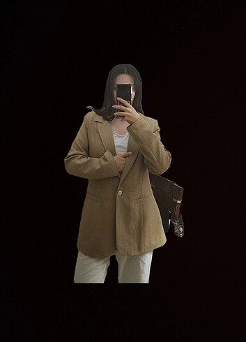 Zara Krem-Kahve Blazer Ceket