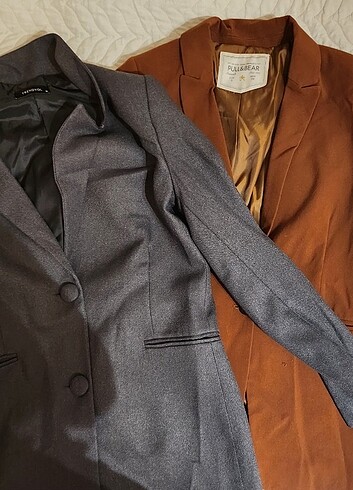 Kahverengi ve Gri Blazer Ceket Trendyolmilla Pull&Bear