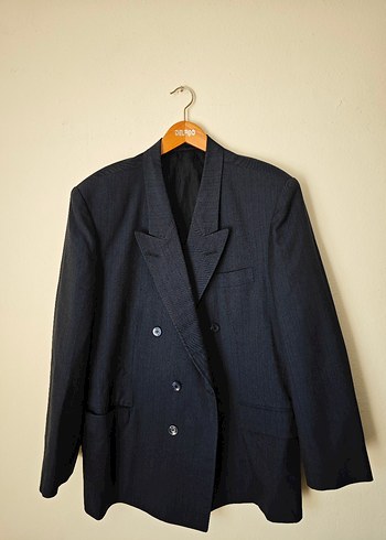 Vintage Lacivert Blazer Ceket