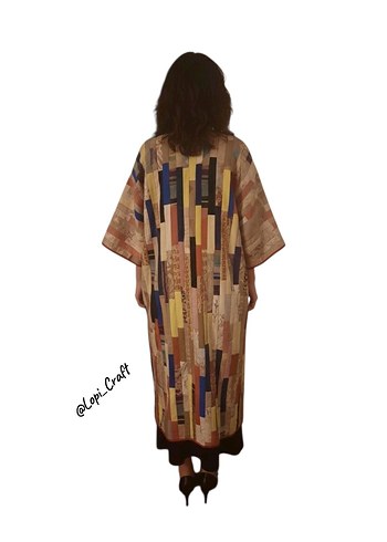 Tasarımcı Patchcwork Çok Renkli Uzun Kimono