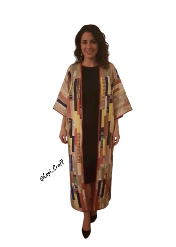 Patchcwork Çok Renkli Uzun Kimono