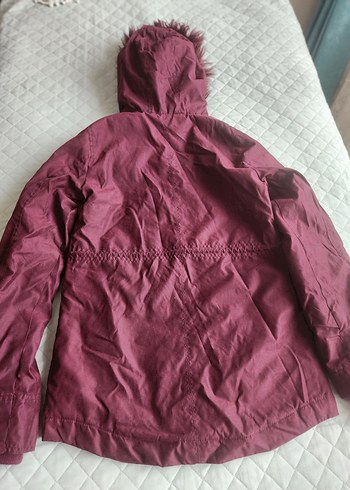 xs Beden bordo Renk Bordo Kürklü Midi Street Wear Kadın Ceket