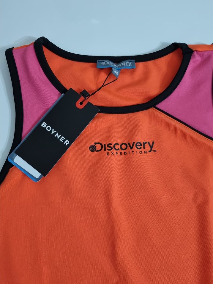 Turuncu Baskılı Kolsuz Spor Üst - Görsel 2