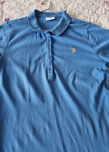 U.S Polo Assn. Mavi Düğmeli Kadın Polo Tişört