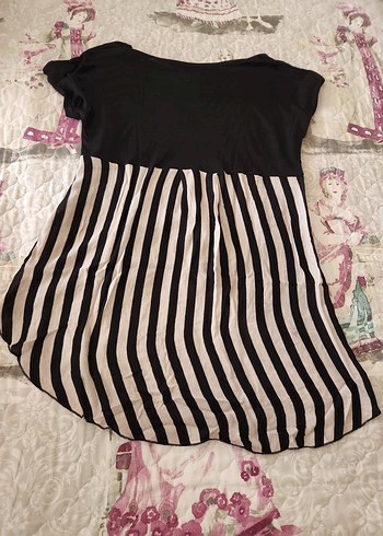 m Beden Siyah Zebra Desenli Rahat bluz
