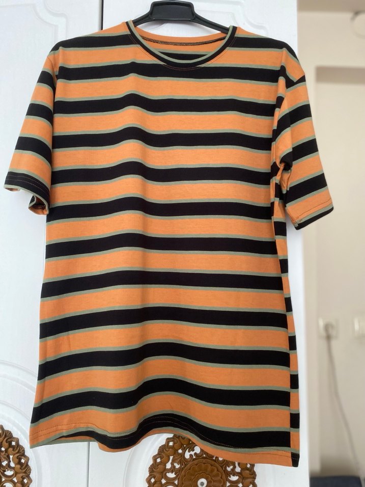 Erkek Çok Renkli Çizgili Kısa Kollu Tişört - Görsel 2