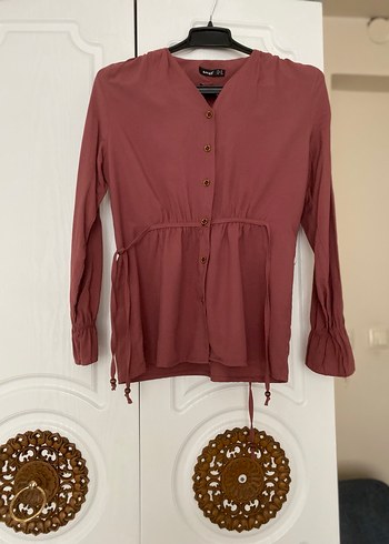 Düğmeli Uzun Kollu Hamile Bluzu - Görsel 2