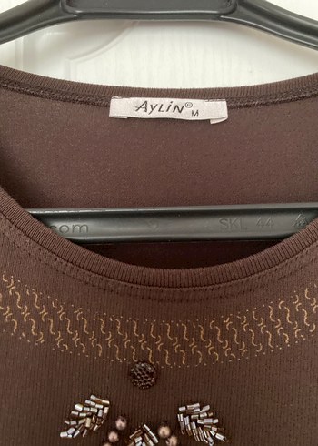 Kahverengi Kısa Kollu Basic Kadın Tişört - Görsel 2