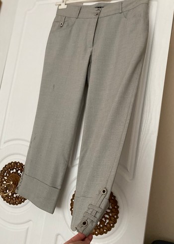 Gri Mini Keten Kumaş Kadın Pantolon - Görsel 2