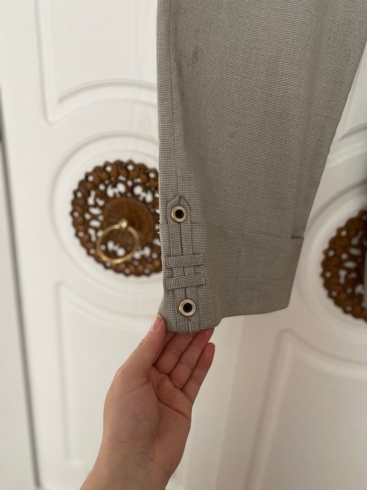 Gri Mini Keten Kumaş Kadın Pantolon - Görsel 3