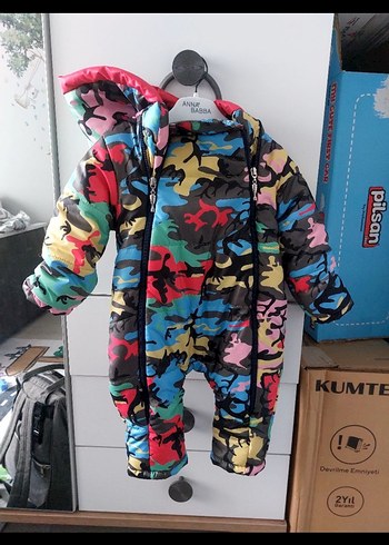 Renkli Kamuflaj Bebek Tulum mont - Görsel 3