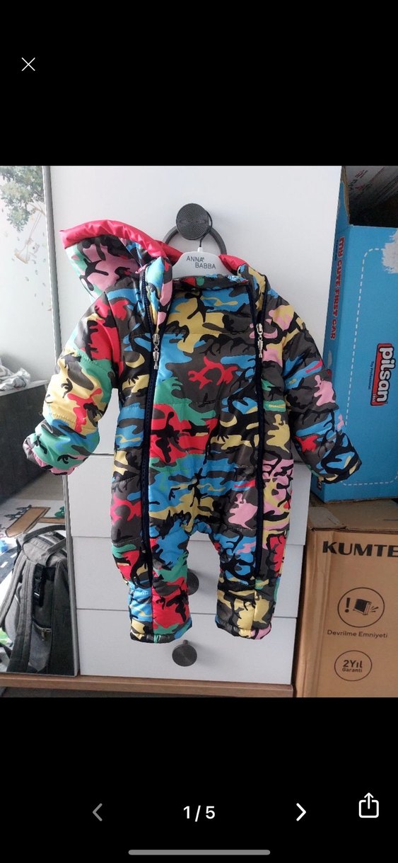 Renkli Kamuflaj Bebek Tulum mont - Görsel 3