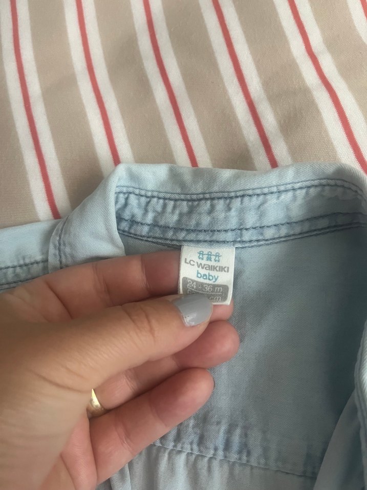 Erkek Çocuk Gri Kısa Kollu Denim Gömlek - Görsel 2