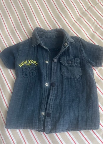 Erkek Çocuk Gri Kısa Kollu Denim Gömlek
