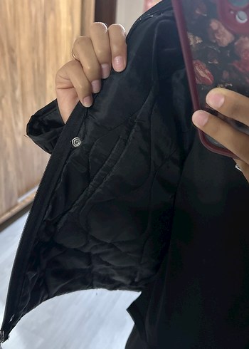 Siyah, Yüksek Yakalı, Rahat Kesim Kadın Ceket - Görsel 3