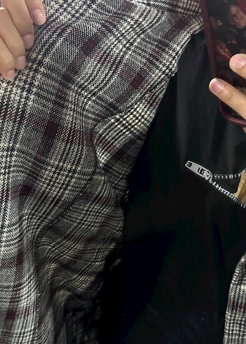 Kadın Ekose Desenli Uzun Düğmeli Kaban - Görsel 3