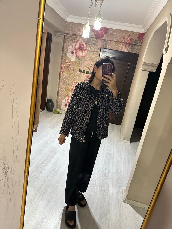 Düğmeli Çok Renkli Street Wear Kadın Ceket - Görsel 3