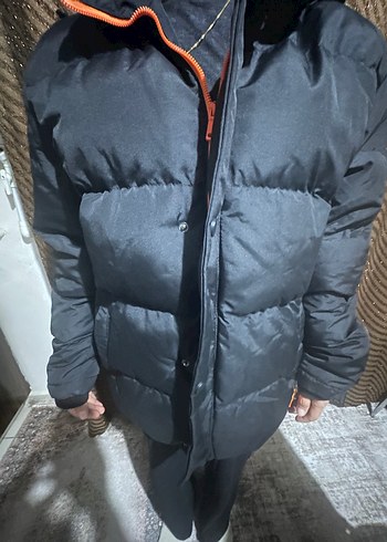 Düğmeli Koyu Gri Sokak Stili erkek Kışlık Mont - Görsel 2