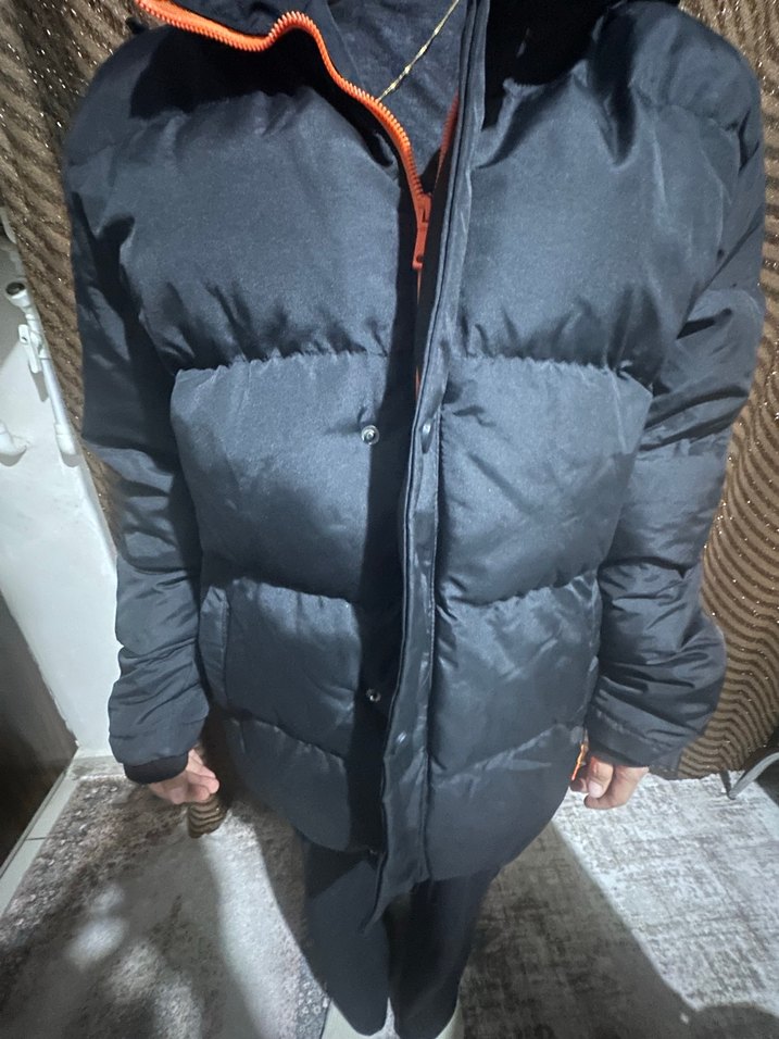 Düğmeli Koyu Gri Sokak Stili erkek Kışlık Mont - Görsel 2