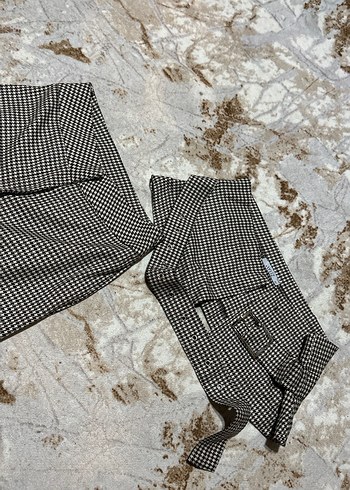 Kahverengi Kareli Kadın Kumaş Pantolon - Görsel 3