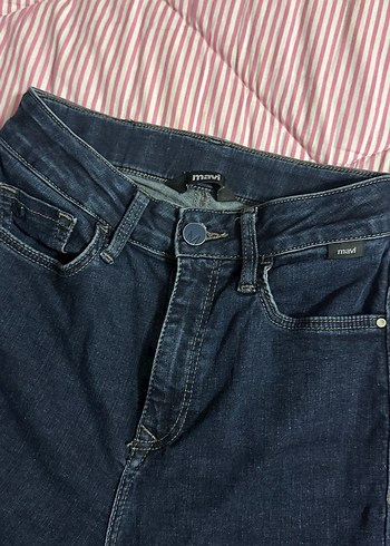 Lacivert Kadın Dar Kesim Midi Boy Kot Pantolon - Görsel 4