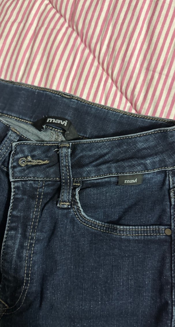 Lacivert Kadın Dar Kesim Midi Boy Kot Pantolon - Görsel 2